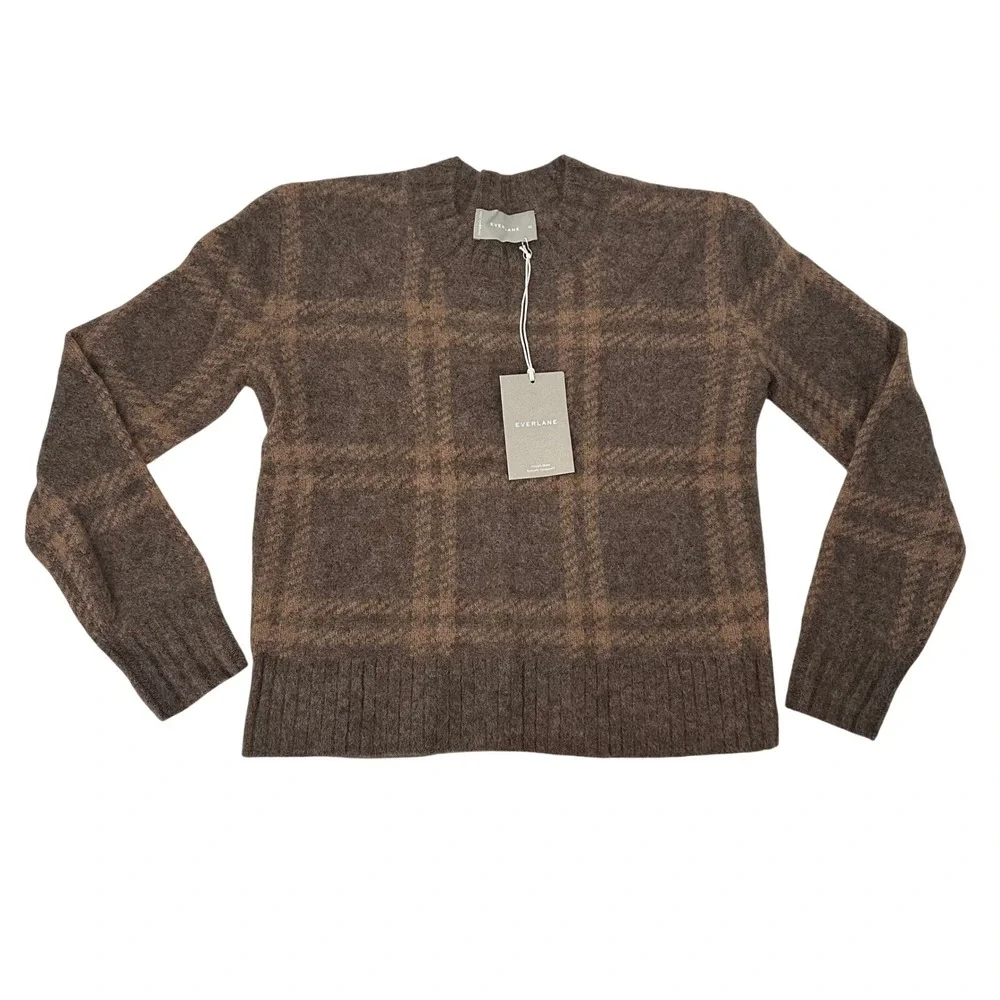 EVERLANE Alpaca Cropped Crewneck Sweater XS Colour Cocoa Tiger's Eye Academia